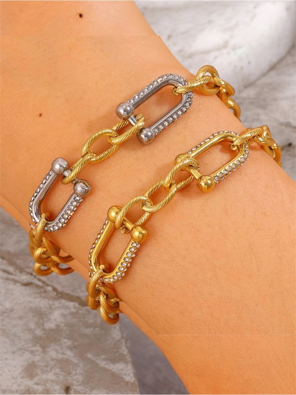 Pave Horsebit & Chain Link Bracelet NWT 18KT Gold Plated